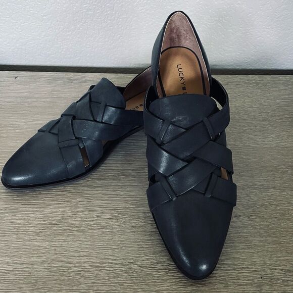 Lucky Brand Shoes - Lucky Brand Black Leather Flats Slip-On Shoes 8
